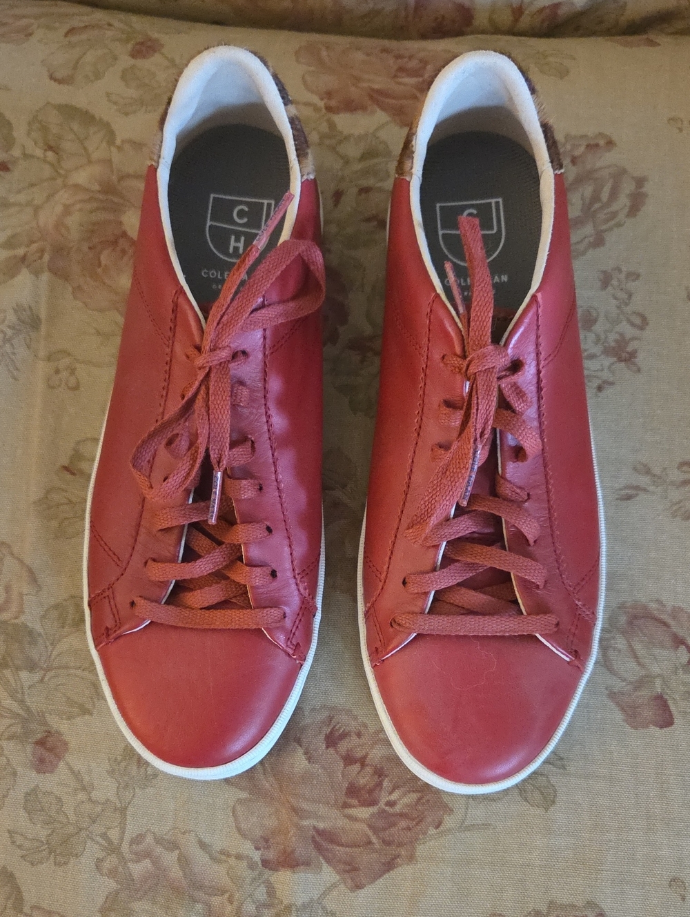 Cole Haan Women's Red Leather Low-Top Sneakers